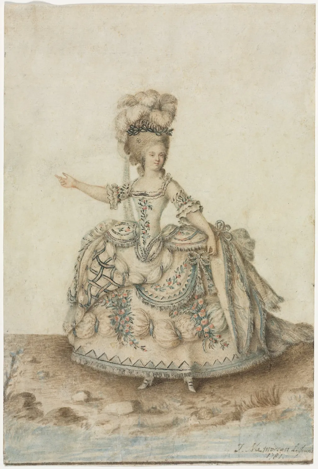 Costume Study for Opera Singer, by Jean Michel Moreau le Jeune, 1781