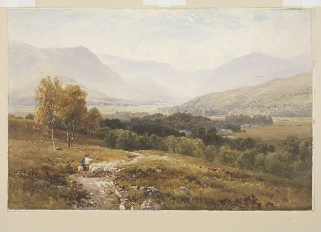 Landscape with distant mountains, by Harry Sutton Palmer, watercolor, 1850