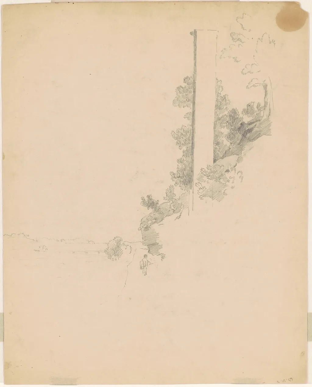 Landscape [verso], by William E. Winner, graphite, 1880
