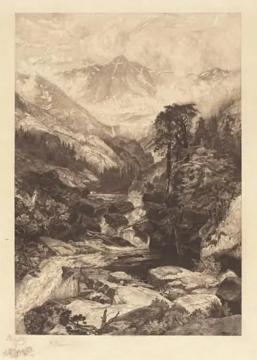 Mountain of the Holy Cross, Colorado, by Thomas Moran, ink, 1888