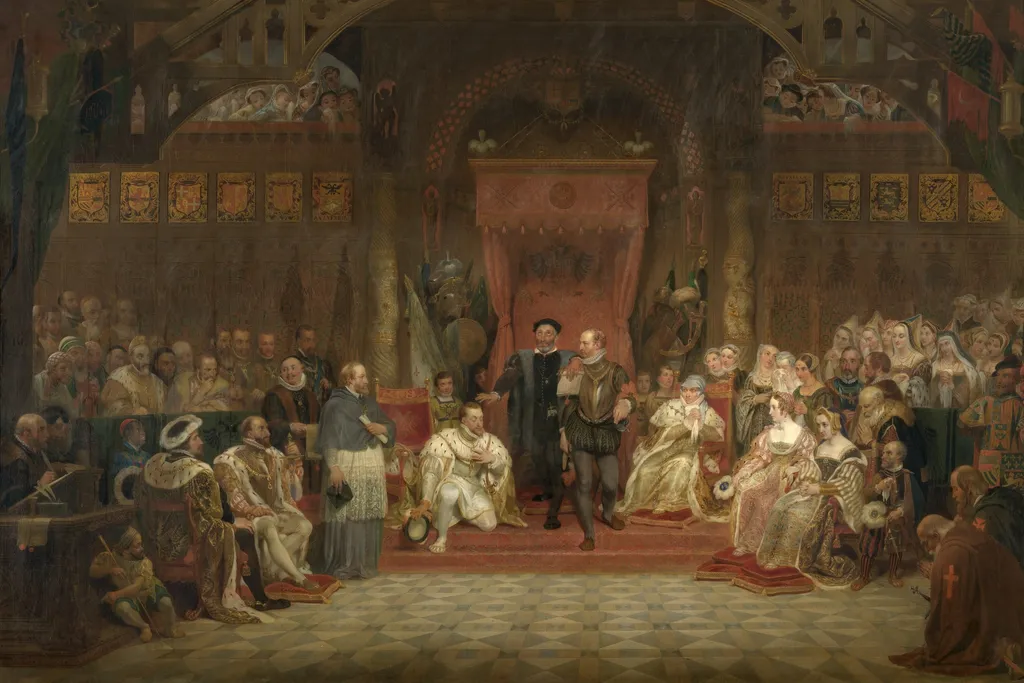 Abdiction of Charles V, by Philippe-Jacques van Bree, oil, 1824