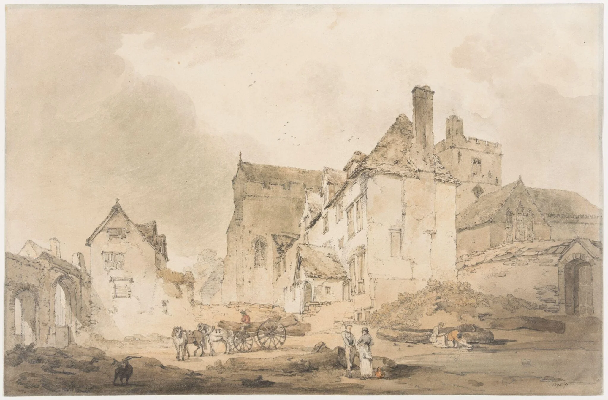 Church and houses at Conway, detail