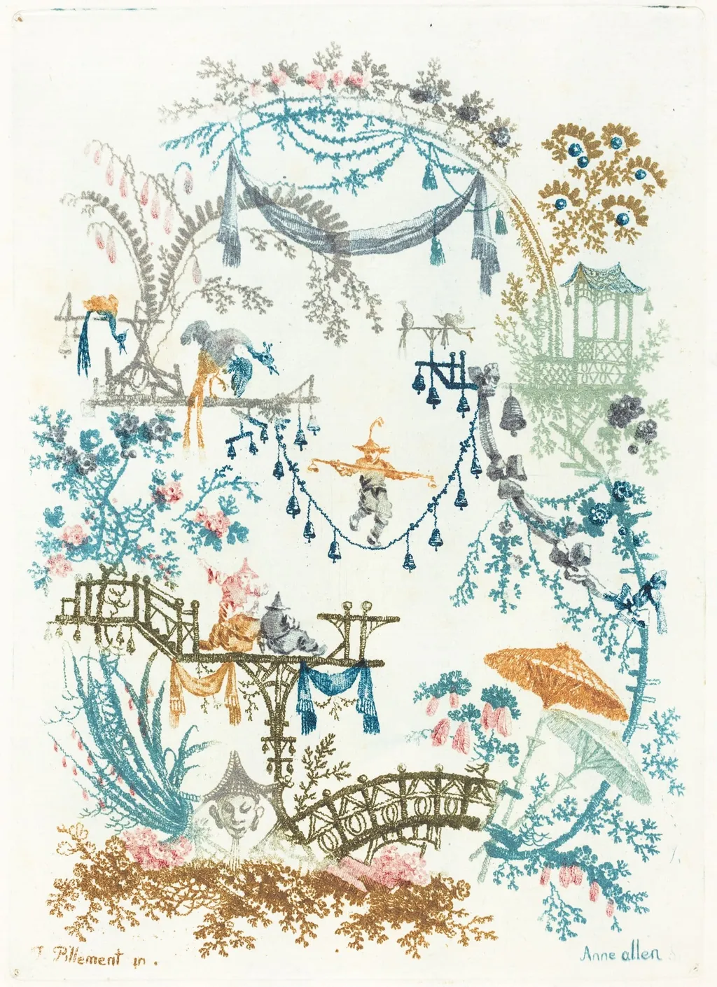 Arabesque with a Tightrope Walker, by Anne Allen, ink