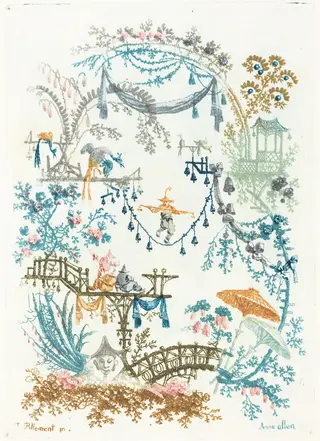 Arabesque with a Tightrope Walker, by Anne Allen, ink