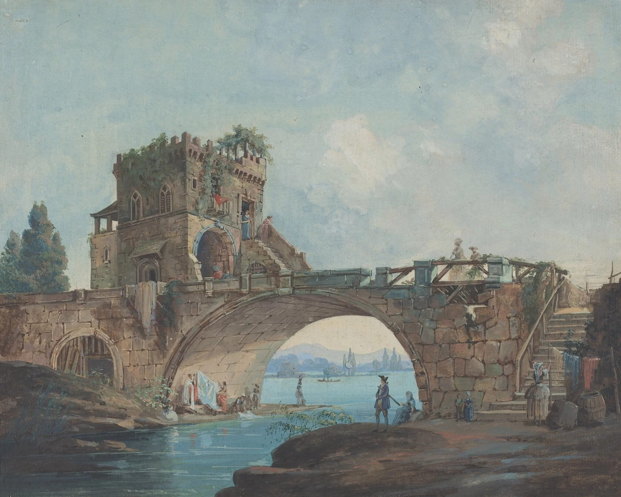 The Ponte Salario with Laundresses, detail