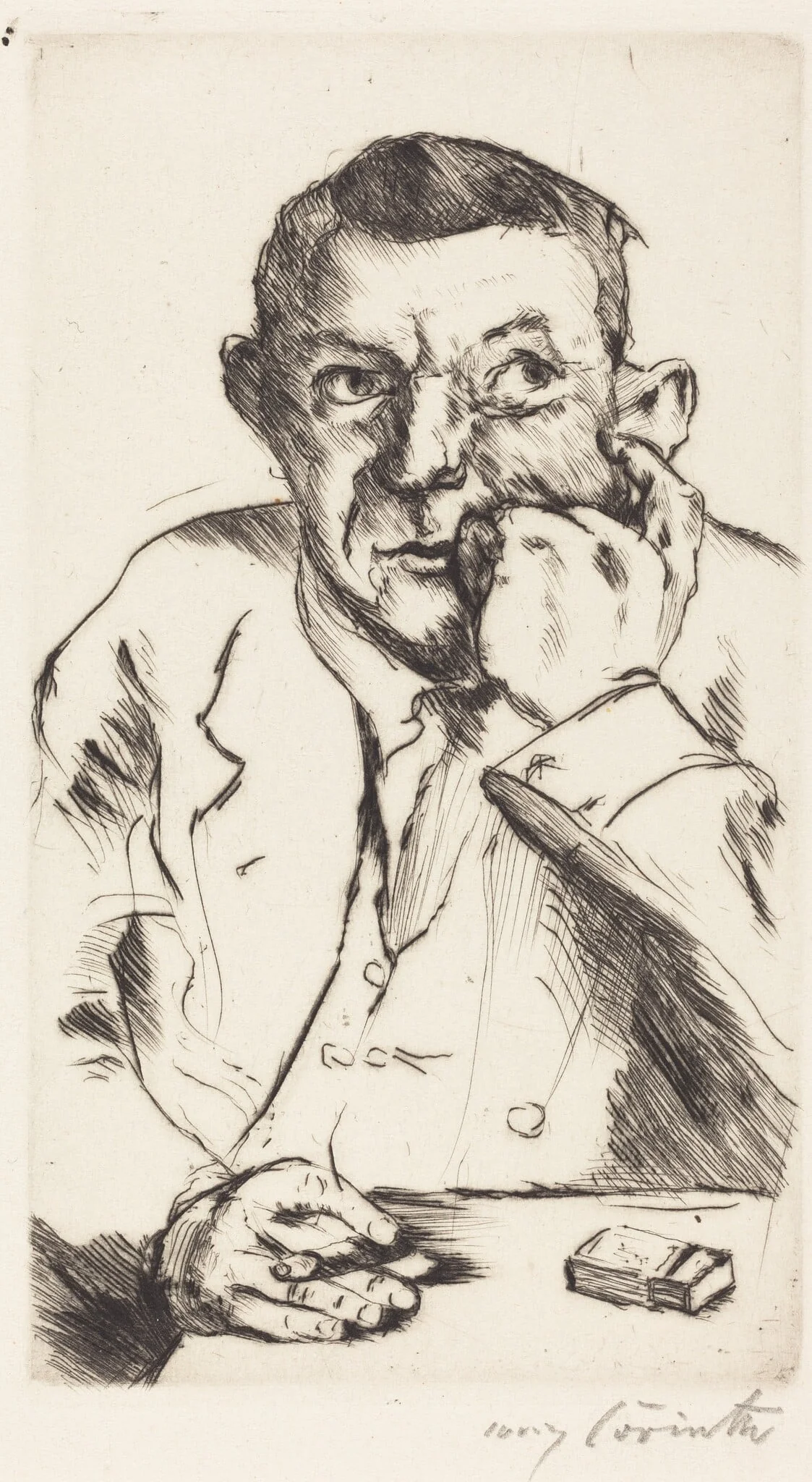 Männliches Bildnis mit Aufgestütztem Arm (Portrait of a Man Smoking), detail