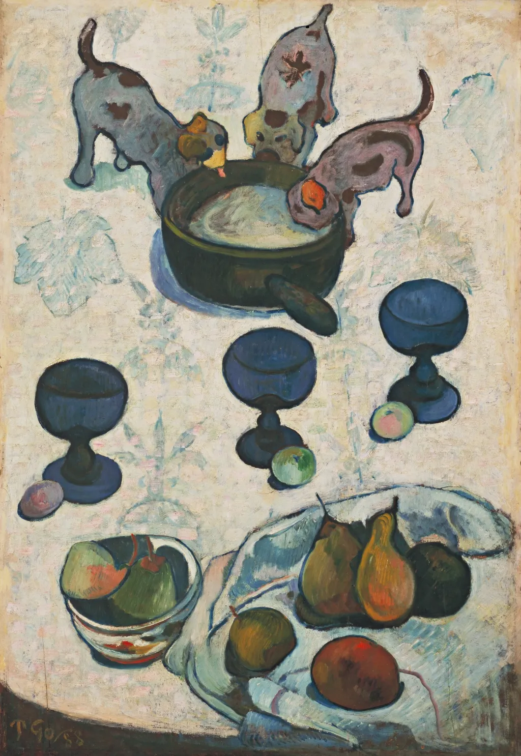 Still Life with Three Puppies, by Paul Gauguin, oil, 1894