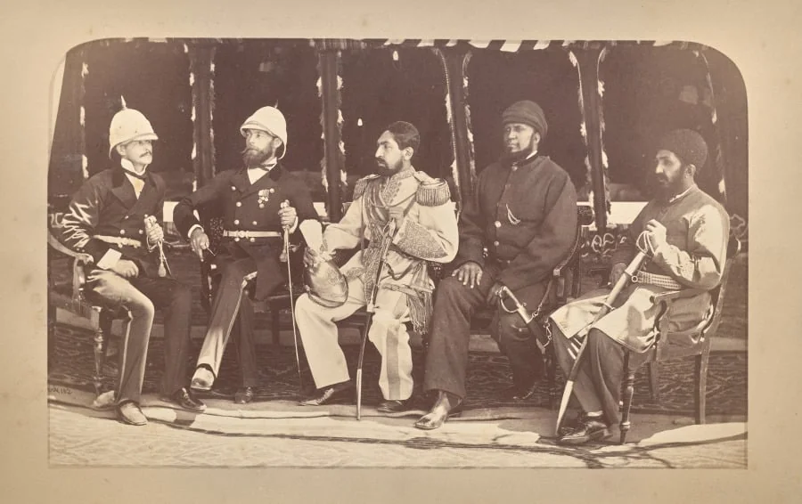 The Amir Yakub Khan, General Daod Shah, Habeebula Moustafi, Major Cavagnari, Mr. Jenkyns, detail
