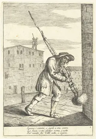 Scoa Camin (Chimney Sweep), by Gaetano Zompini, ink, 1753