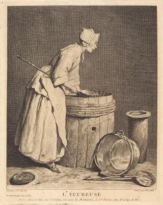 L'Ecureuse, by Charles-Nicolas Cochin I, ink, 1740