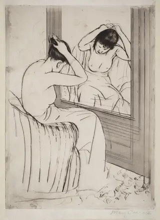 The Coiffure, by Mary Cassatt, ink, 1890