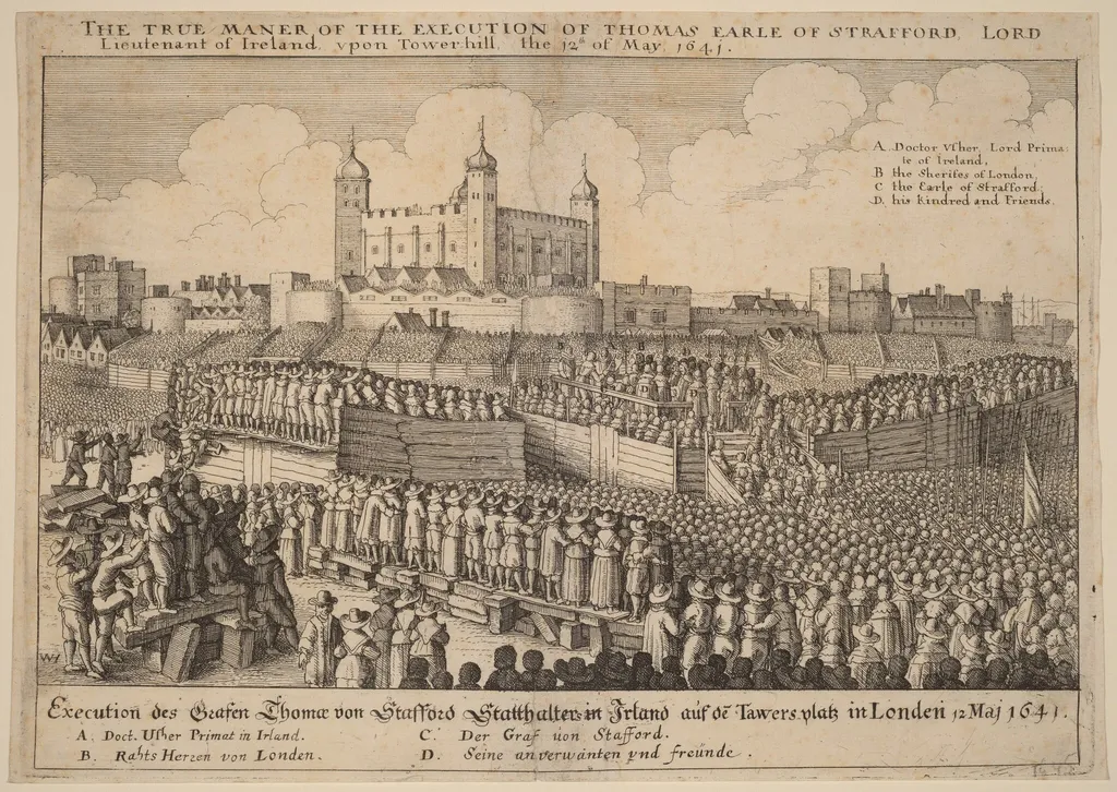 Execution of Thomas Wentworth, by Wenceslaus Hollar, ink, 1641