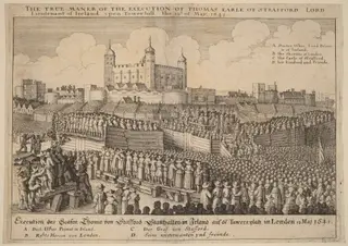 Execution of Thomas Wentworth, by Wenceslaus Hollar, ink, 1641