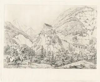 The Georgenberg in the Tyrol, by Johann Adam Klein, ink, 1818