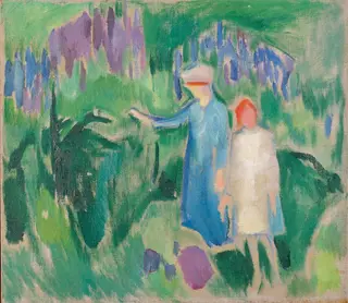 Mother and Daughter in the Garden, by Edvard Munch, oil, 1920