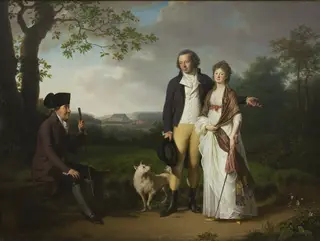 Niels Ryberg with his Son Johan Christian and his Daughter-in-Law Engelke, née Falbe, by Jens Juel, oil, 1500