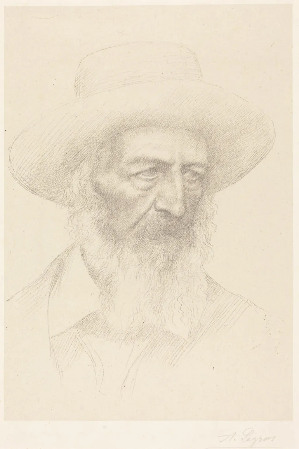 Alfred, Lord Tennyson, by Alphonse Legros, ink, 1874