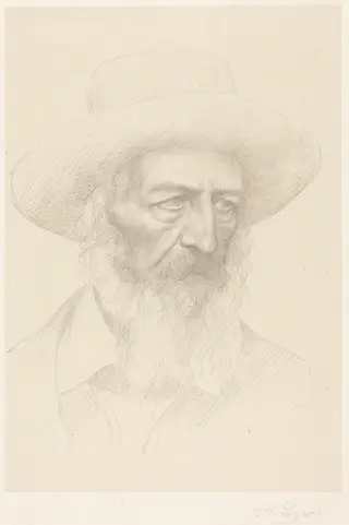 Alfred, Lord Tennyson, by Alphonse Legros, ink, 1874