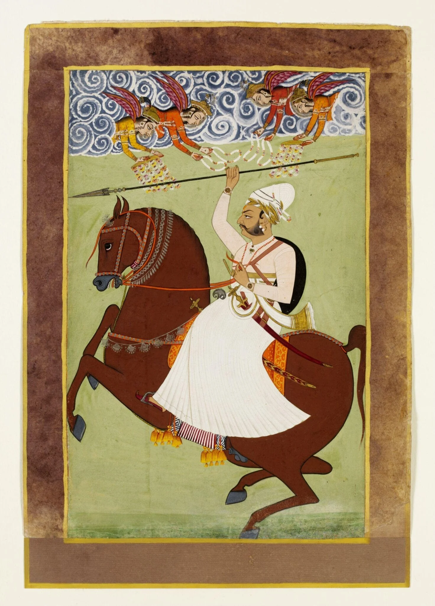 Equestrian portrait with angels, detail