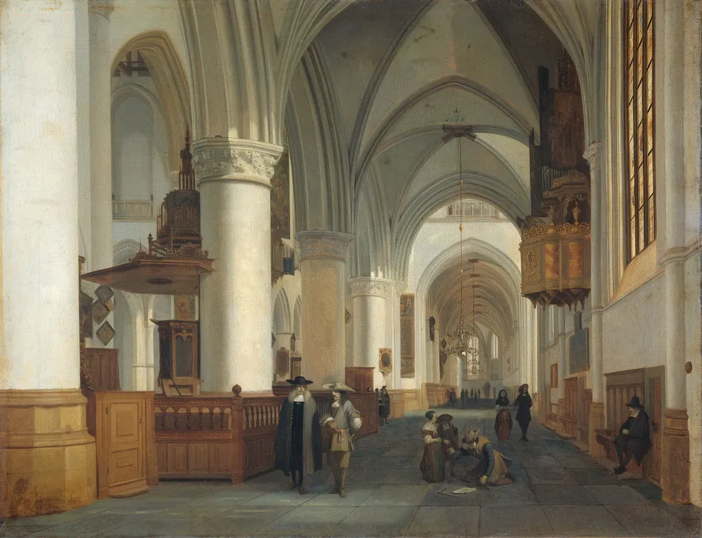 Interior of the church of St. Bavo, Haarlem, by Job Adriaenszoon Berckheyde, oil, 1674