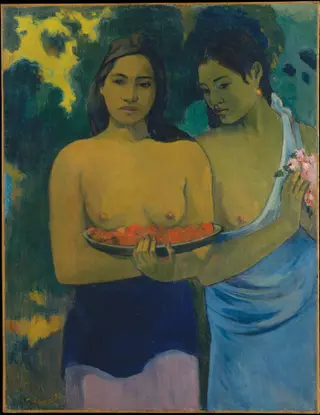 Two Tahitian Women, by Paul Gauguin, oil, 1900
