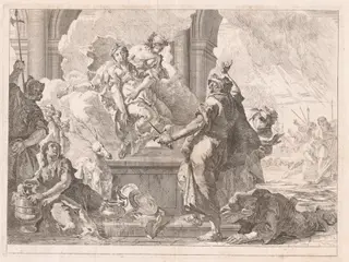 The Sacrifice of Iphigenia, by Francesco Fontebasso, ink, 1744