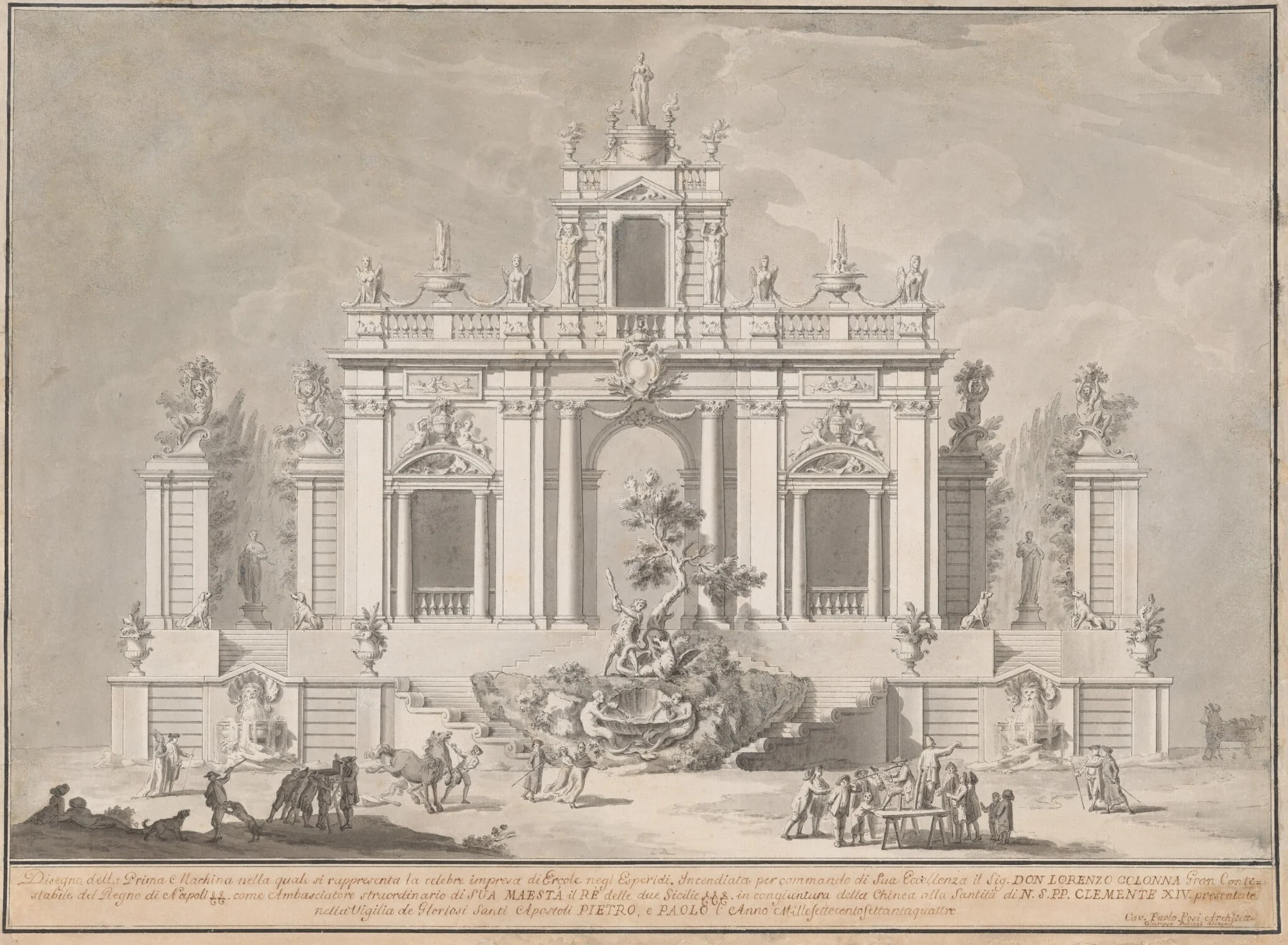 Design for "The Prima Macchina for the Chinea of 1774: Hercules and the Dragon in the Garden of the Hesperides", detail