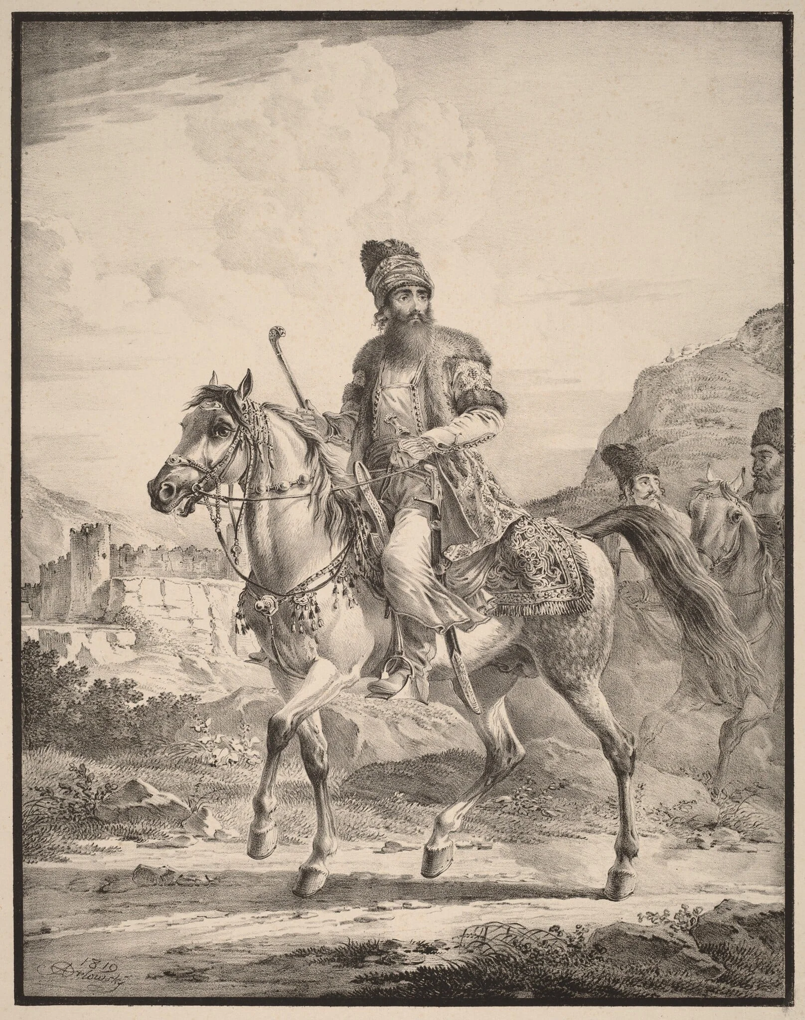 A Persian on Horseback, detail