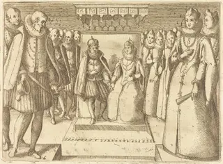 Meeting of Margaret of Austria and Philip III, by Jacques Callot, ink, 1612