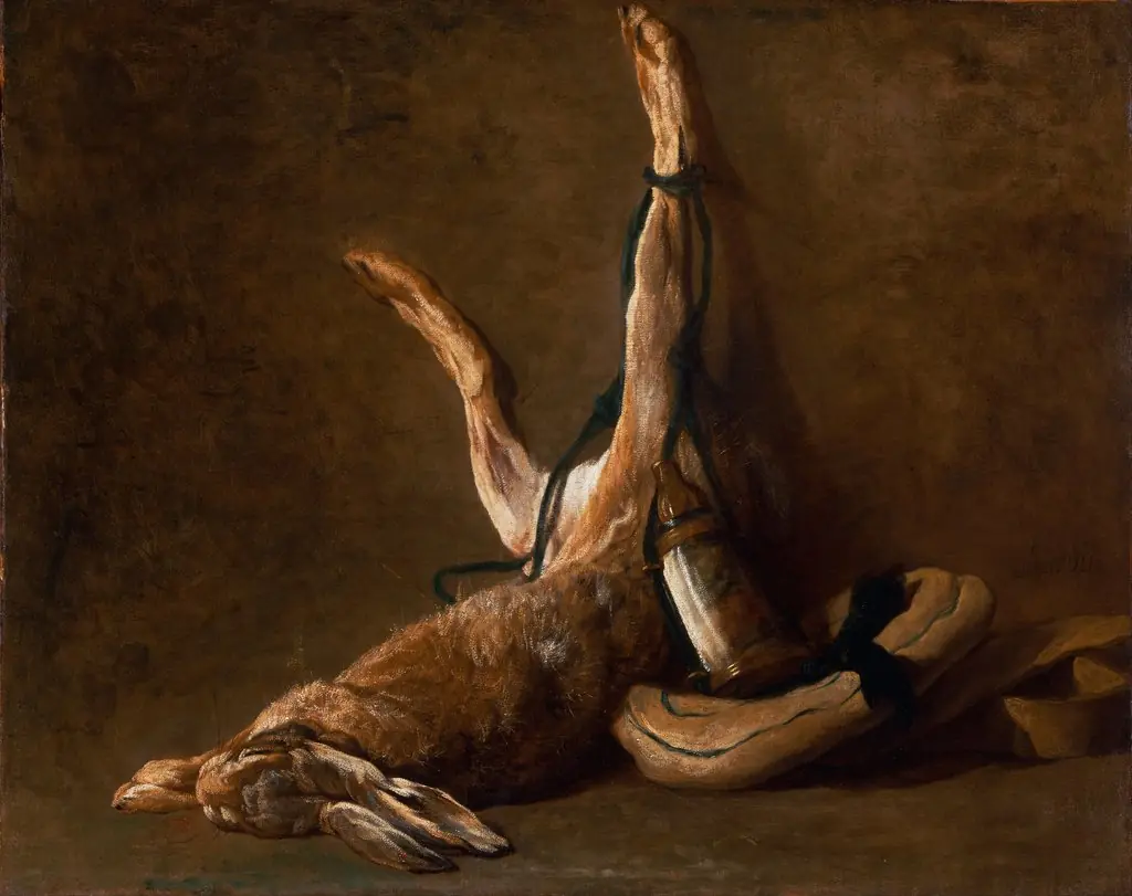 Still Life with a Hare, by Jean-Baptiste-Siméon Chardin, oil, 1730