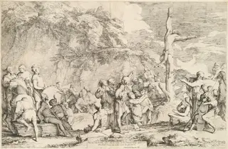 The Crucifixion of Polycrates, by Salvator Rosa, ink, 1662