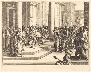 Christ and the Woman Taken in Adultery, by Jacques Callot, ink, 1635