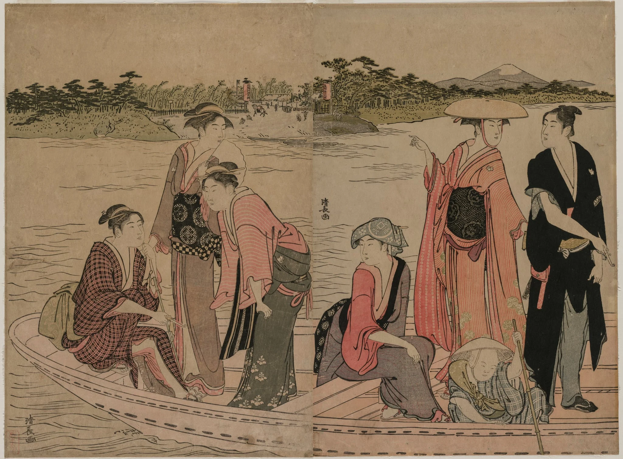 Passengers in a Ferry Boat on the Sumida River, detail