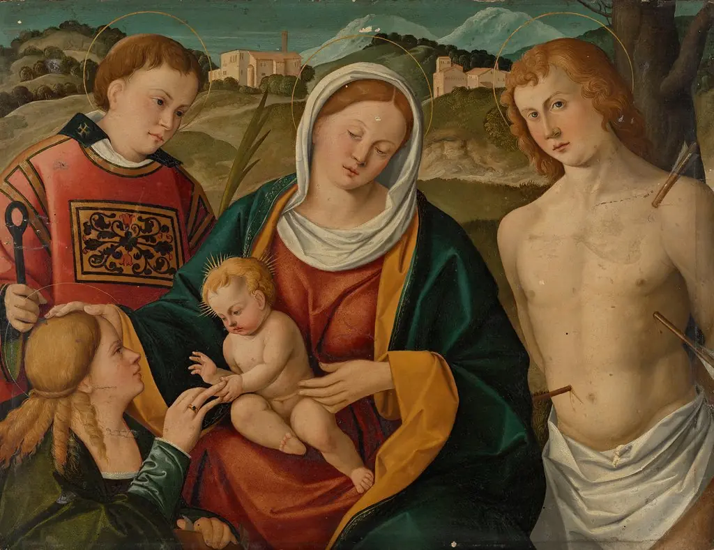 The Engagement of St. Catherine of Alexandria, by Francesco Rizzo da Santacroce, paint