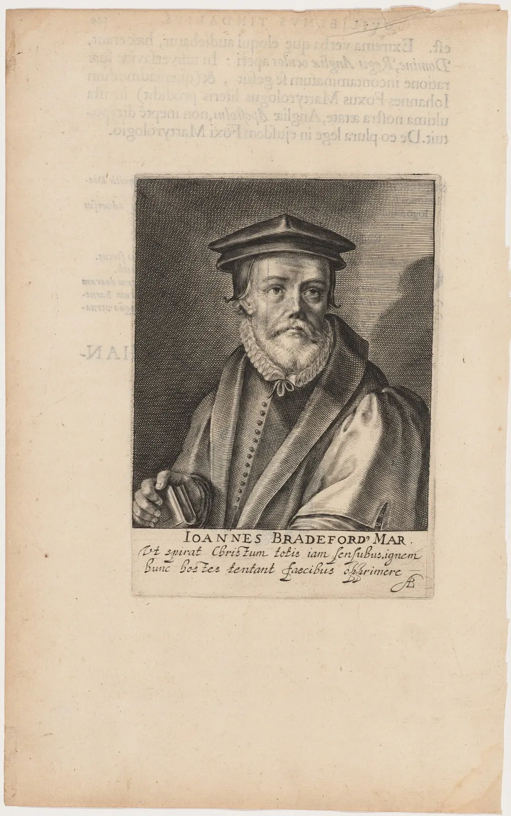 John Bradford, Protestant Martyr, by Willem de Passe, ink, 1620