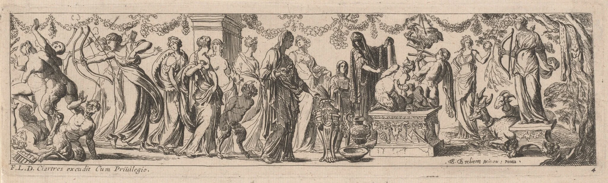 Female Satyr with Children on an Altar, detail