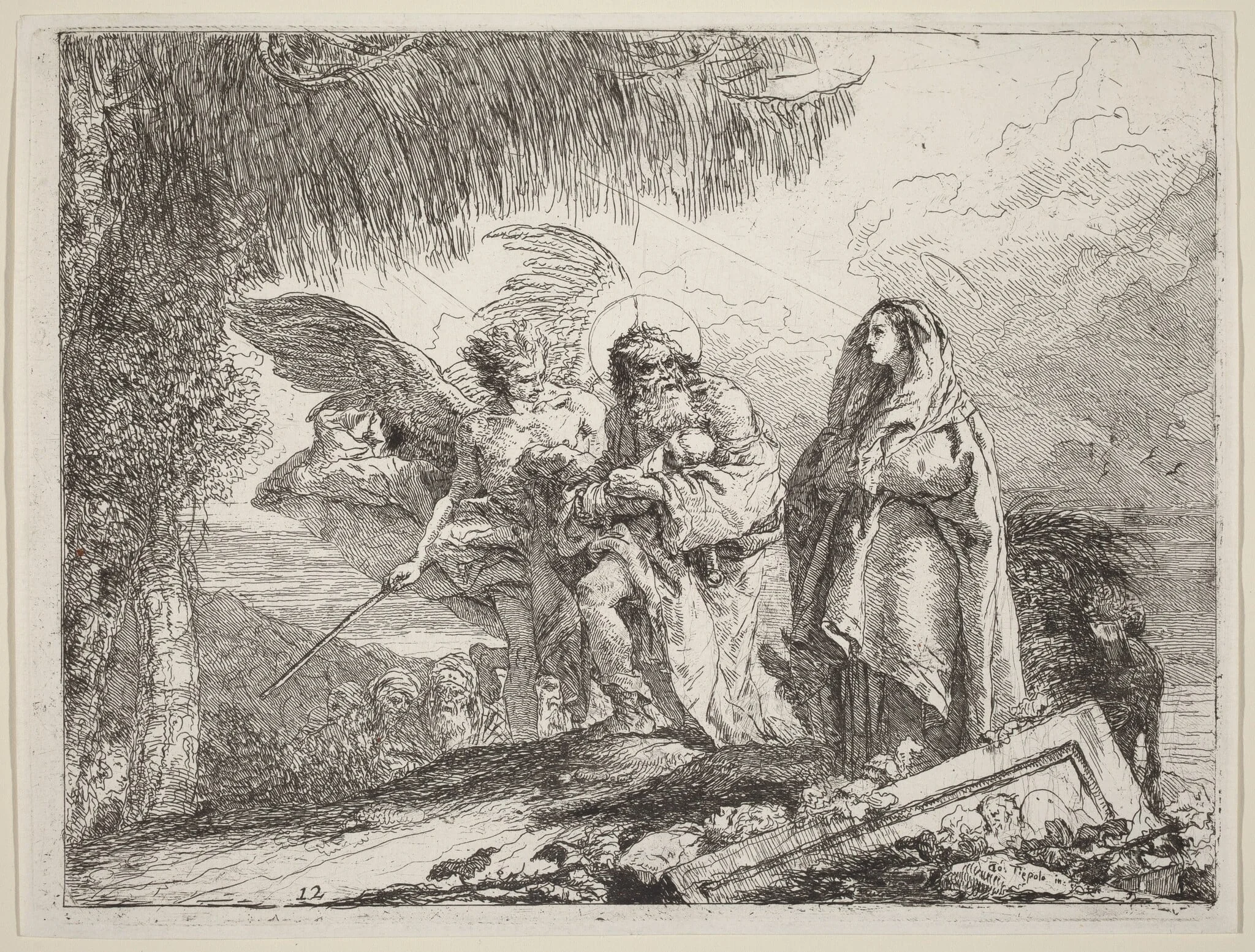 The Flight, Holy Family Walking with Angel, detail