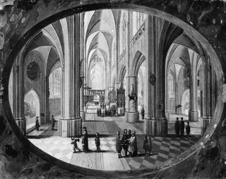 Interior of a Gothic Church by Day, by Pieter Neefs the Elder, oil, 1637