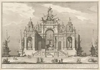The Seconda Macchina for the Chinea of 1754: An Allegory of Waterworks, by Giuseppe Vasi, ink, 1754
