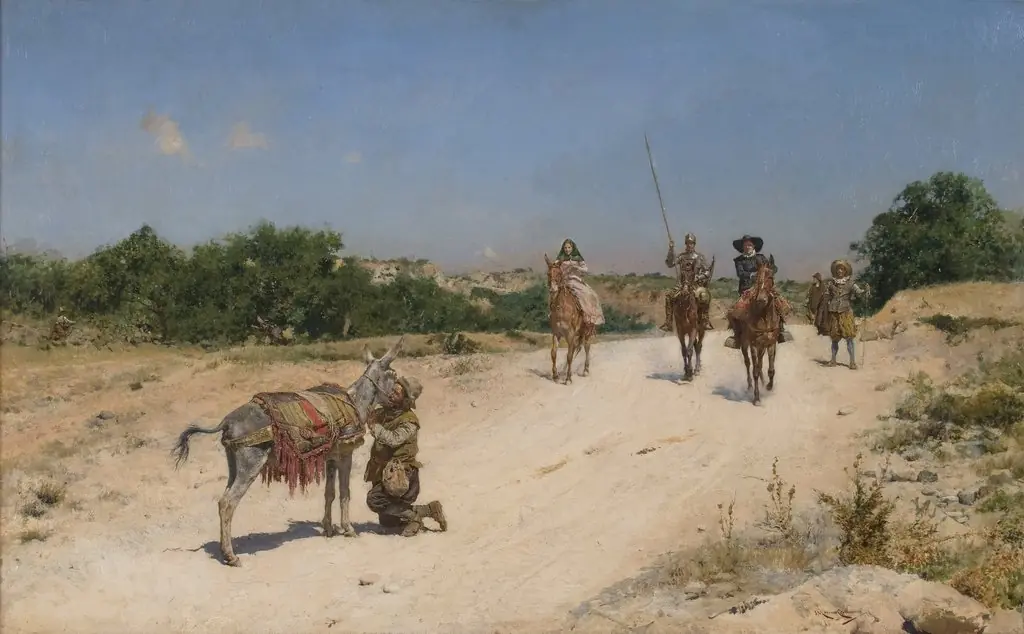 Sancho Panza recovers his lost donkey, by José Moreno Carbonero, oil, 1898