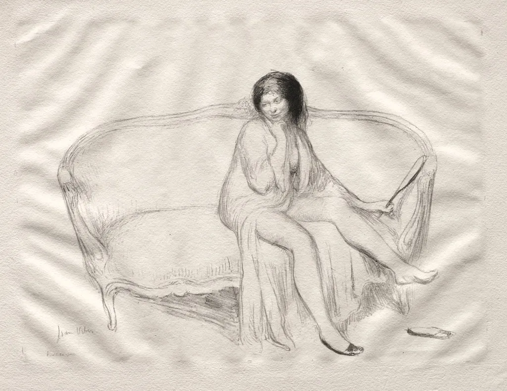 Nude Woman Seated on a Sofa, by Jean Veber, 1906