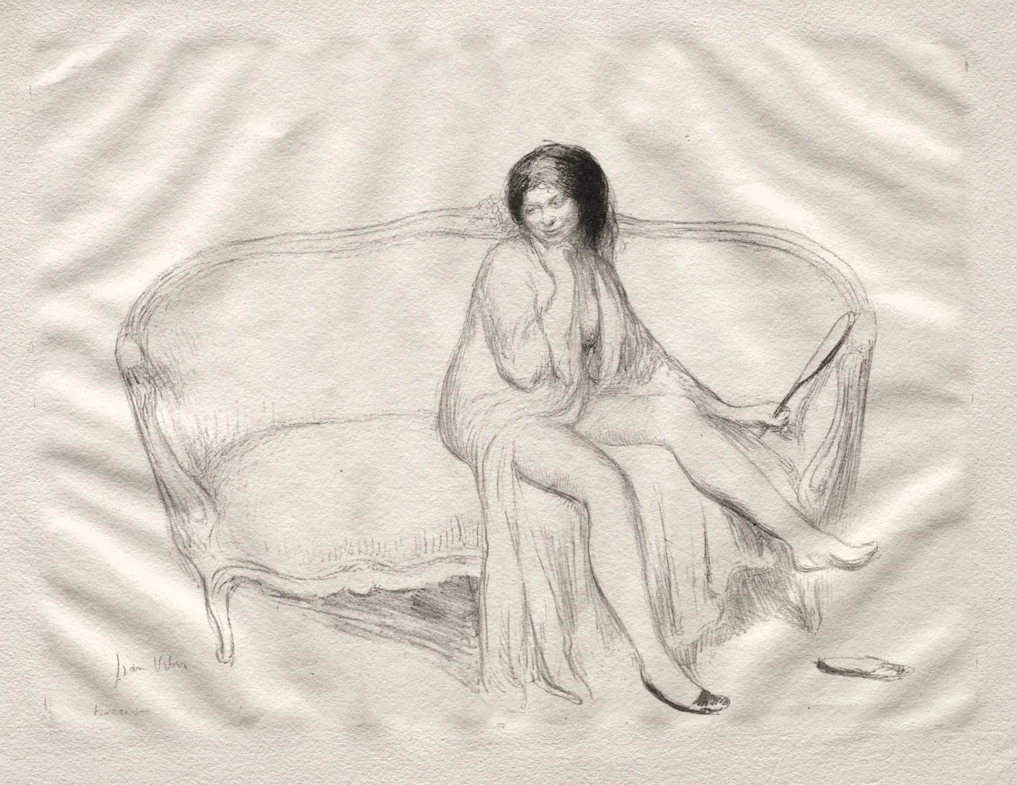 Nude Woman Seated on a Sofa, detail