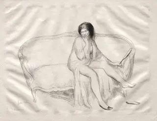 Nude Woman Seated on a Sofa, by Jean Veber, 1906