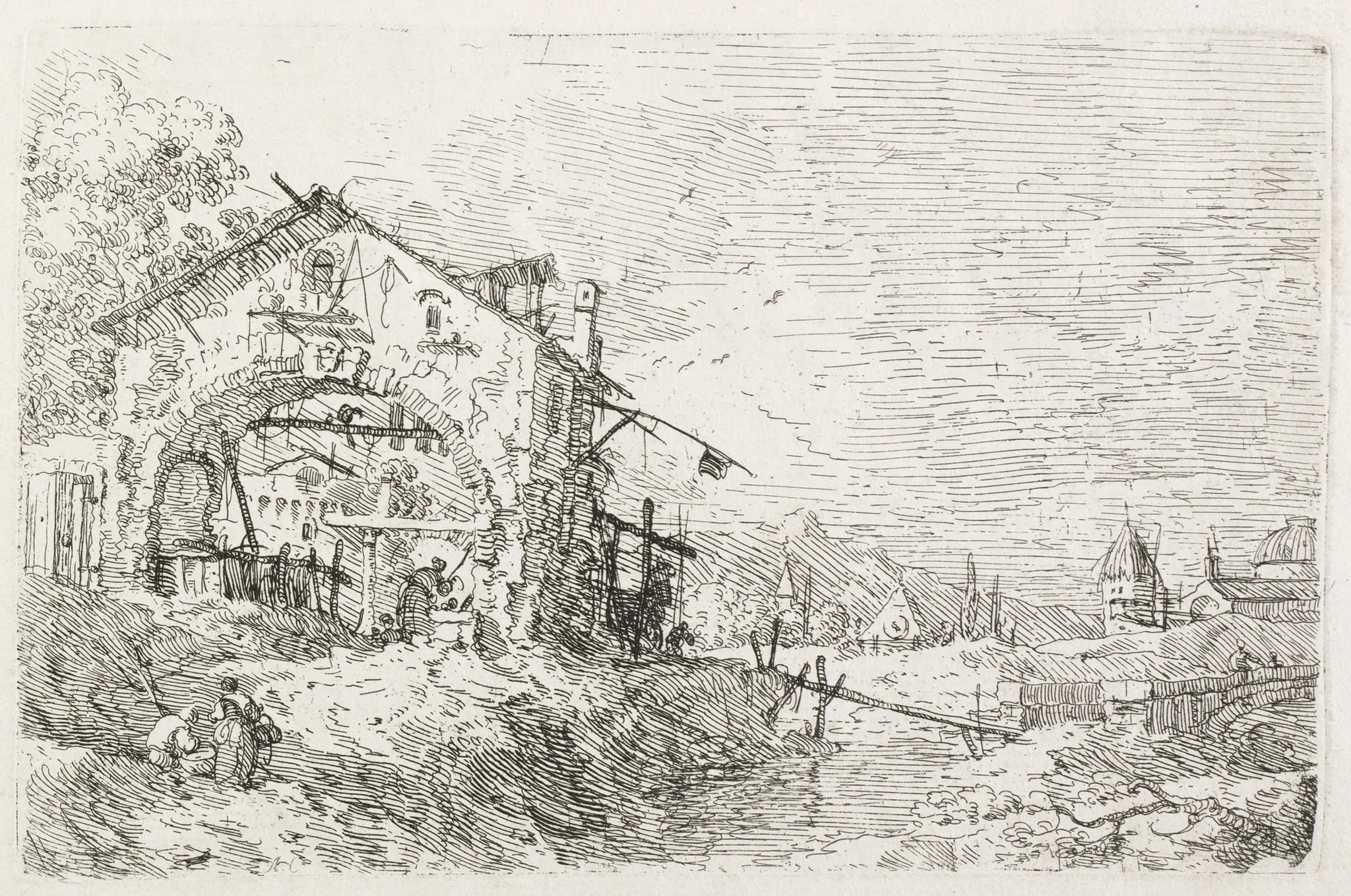 Views: A Woman Drawing Water under an Arch, detail