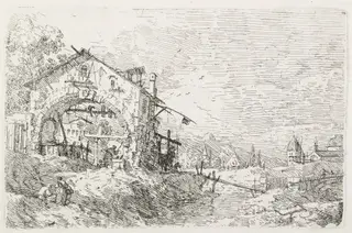 Views:  A Woman Drawing Water under an Arch, by Canaletto, 1740