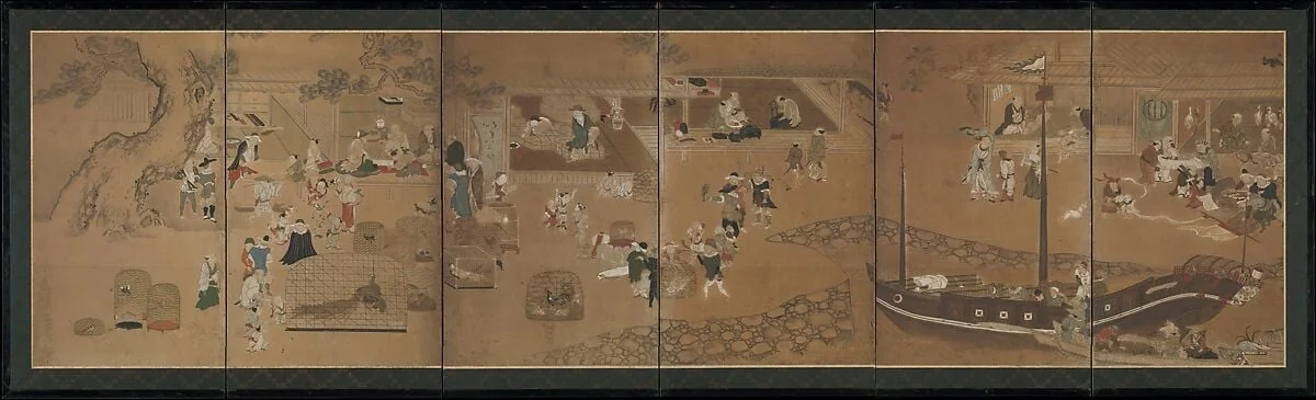 異国人交易図屏風|Foreign Merchants in Japanese Trade Port, detail