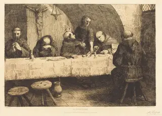 The Refectory (Le refectoire), by Alphonse Legros, ink, 1874