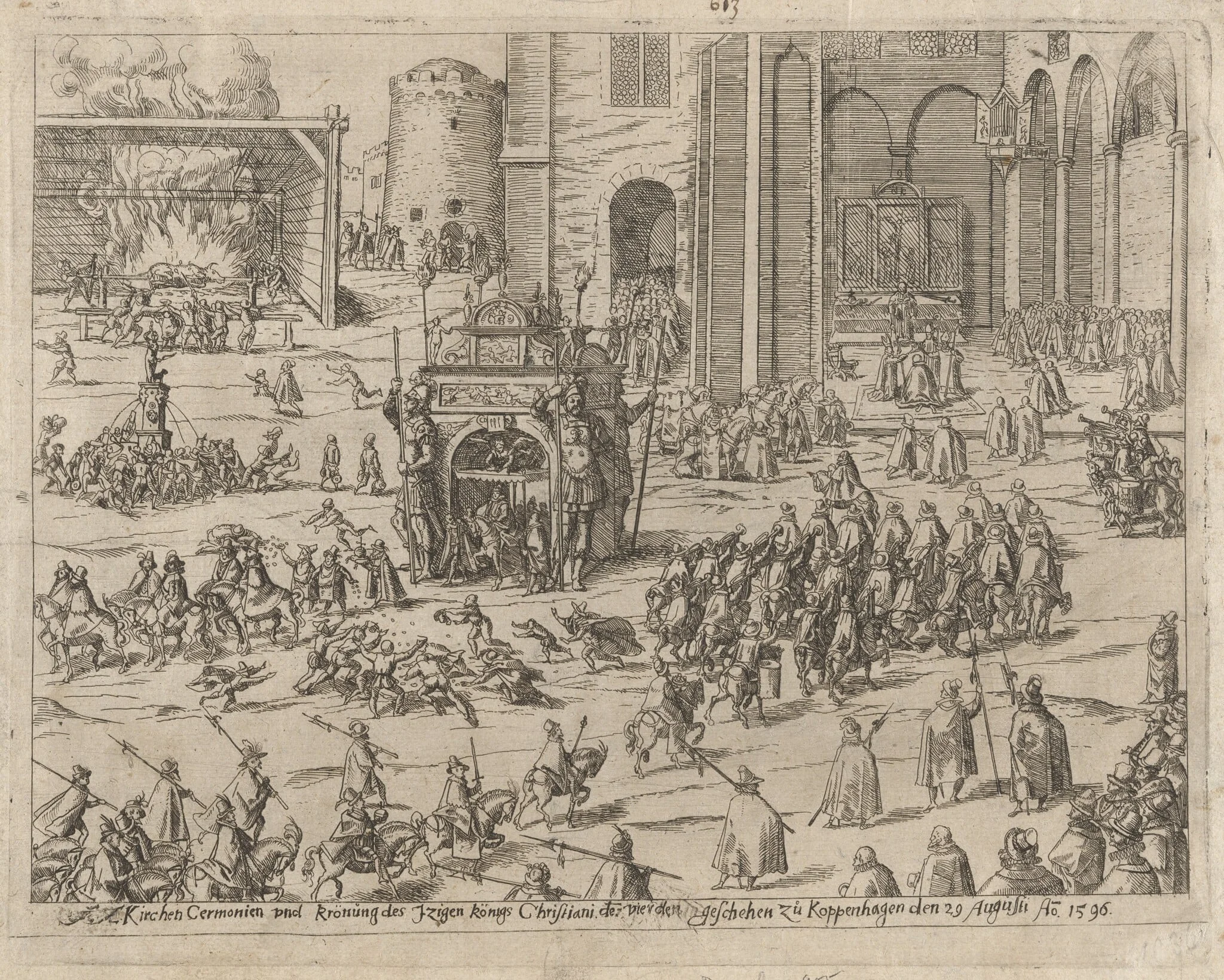 Kirchen Cermonien und Krönung des Zweigen Königs Christiani der Vierden... (Church Ceremonies and Coronation of the Eternal King Christian IV in Copenhagen on August 29, 1596, detail
