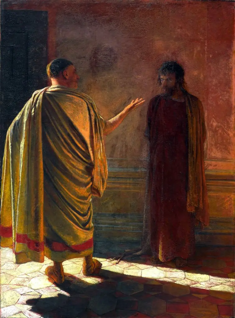"What is truth?" Christ and Pilate, by Nikolai Ge, oil
