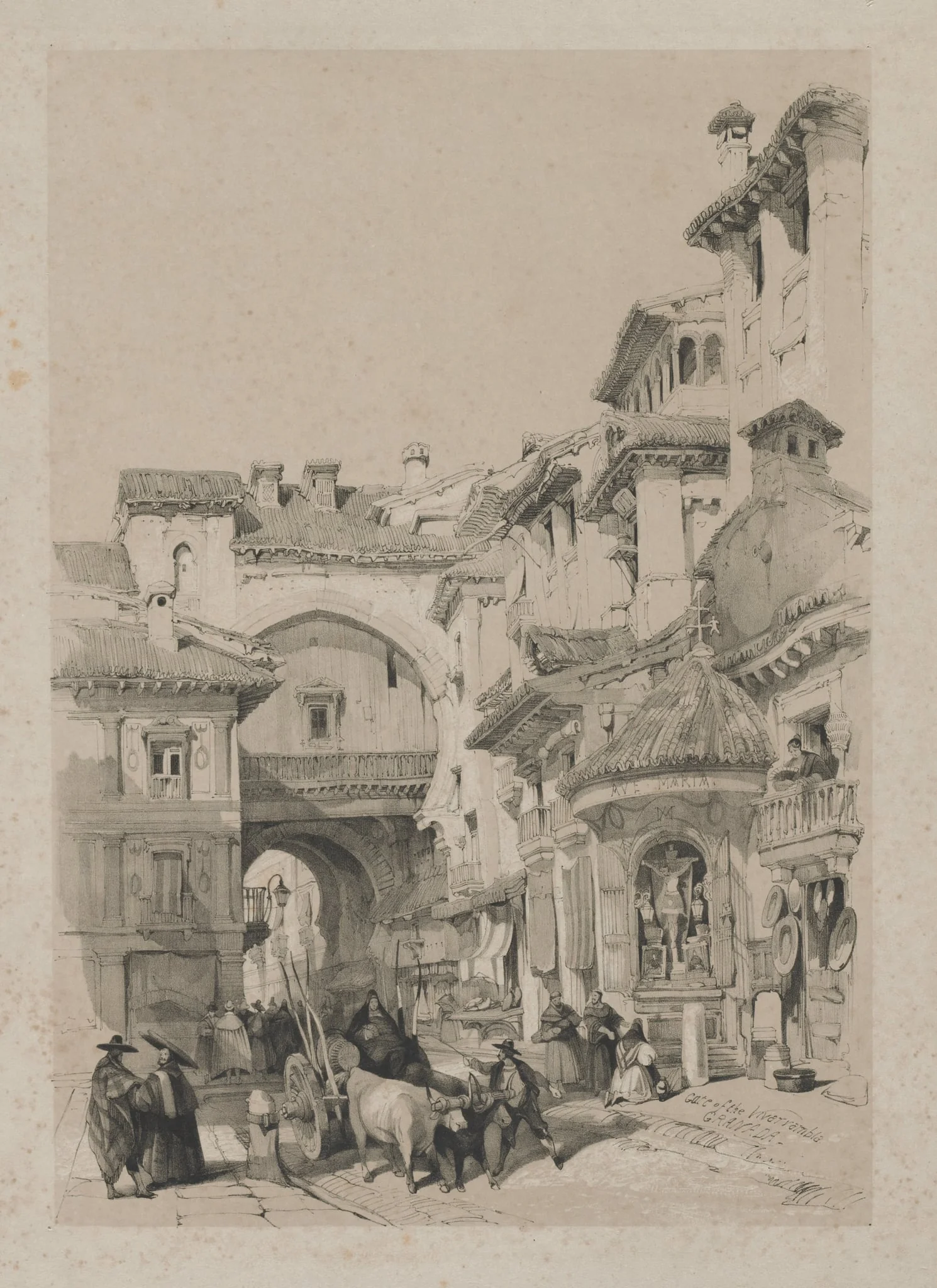 Picturesque Sketches in Spain: Gate of the Vivarrambla, Granada, detail